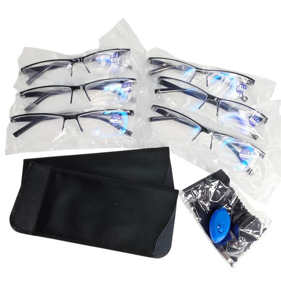 6 pack Men's Executive Style Reading Glasses w 99 Blue Light Blocking +1.0 - Picture 1 of 6